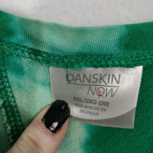 Danskin Green and White Tie-Dye Long Sleeve Top - Picture 2 of 3